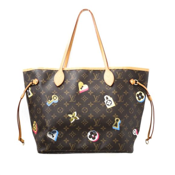 Louis Vuitton Tote Bag Neverfull Lovelock Monogram Leather Brown MM Shoulder Bag - Picture 3 of 6